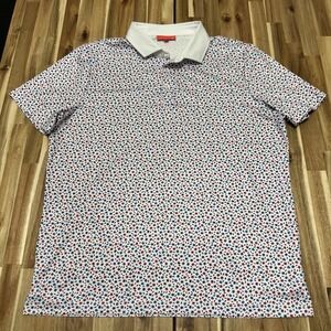 Redvanly Polo Shirt Mens XL Red White Blue Floral Performance Stretch Golf